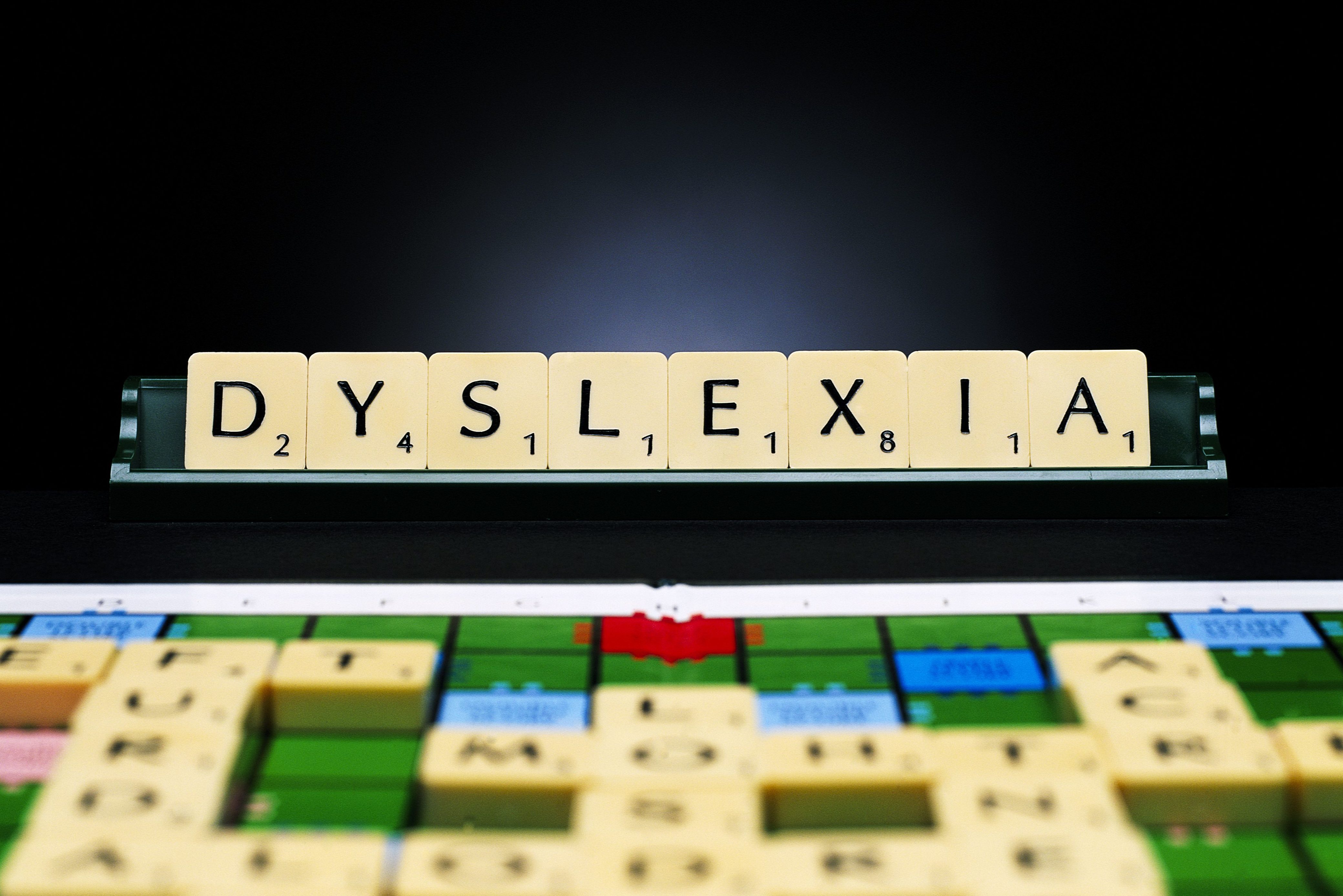 Image of scrabble titles spelling out 'dyslexia'