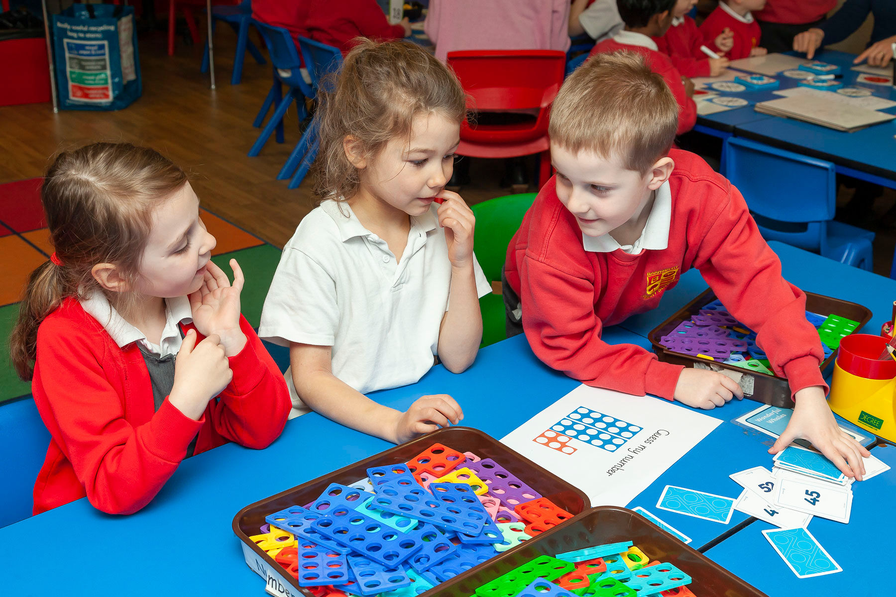 Children solving primary maths problems with Numicon apparatus